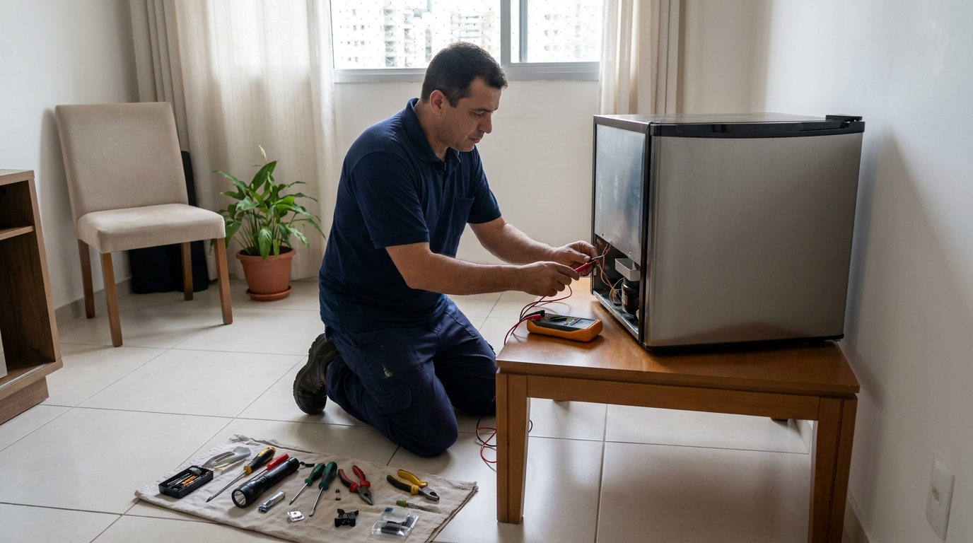 Técnico de conserto de frigobar em residência em Goiânia‑GO