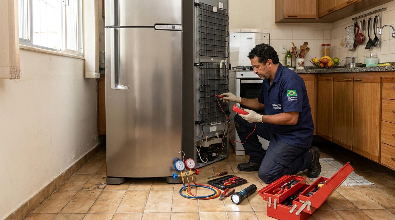 Técnico de conserto de geladeira em residência em Goiânia‑GO